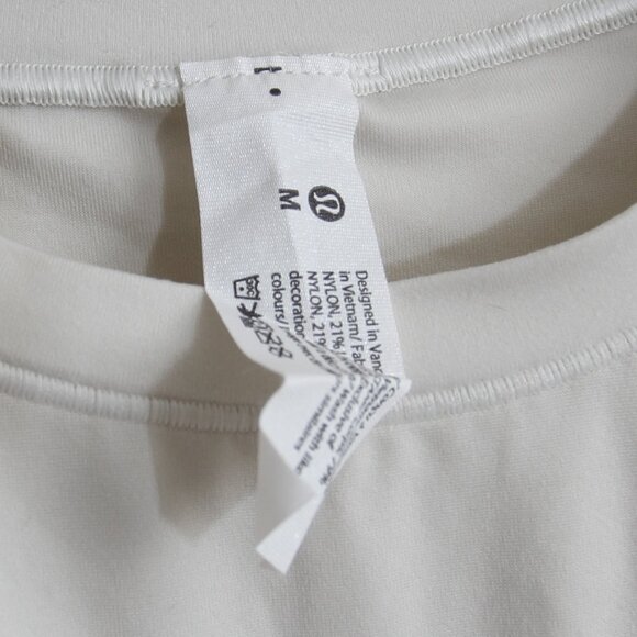 NWT Lululemon Wundermost Ultra-Soft Nulu Crewneck Cropped T-Shirt Bone Sz Medium - Picture 6 of 12